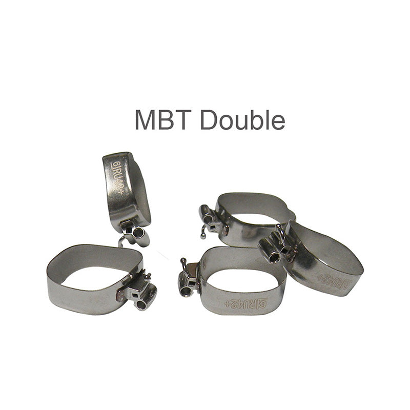 Centrino preformed molar bands with MBT 022 UDLS tubes, right side, shown in a 5-pack for orthodontic applications.