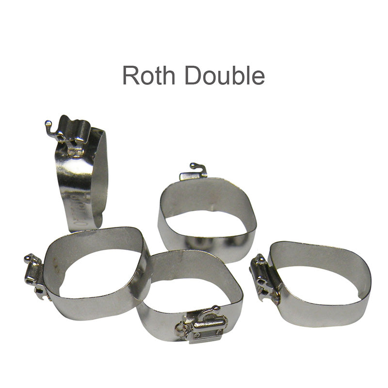 Centrino preformed molar bands with ROTH 022 UDLS tubes, right side, in a pack of five for orthodontic treatment.