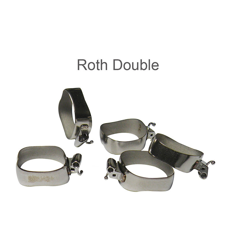 Centrino preformed molar band with ROTH 022 UTLd tubes, right side, set of five for orthodontic treatment.
