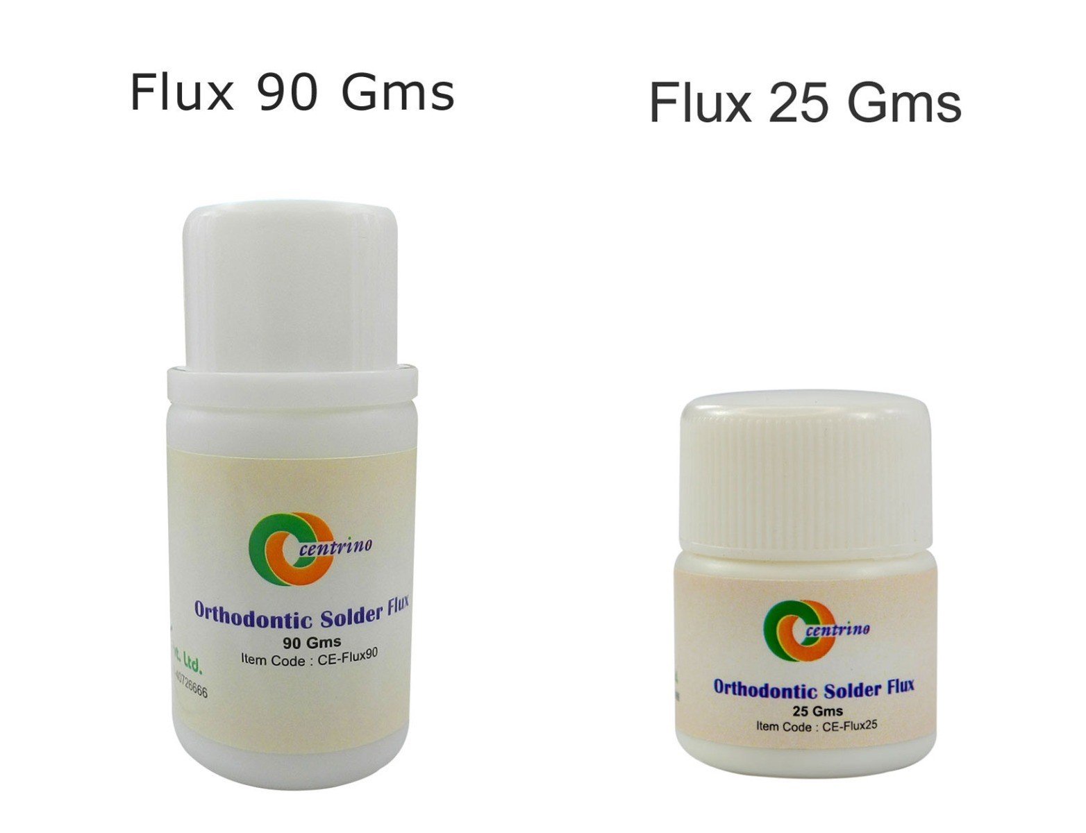Centrino Orthodontic Silver Solder Flux in a 25g container, used for dental orthodontic soldering and metal repair.