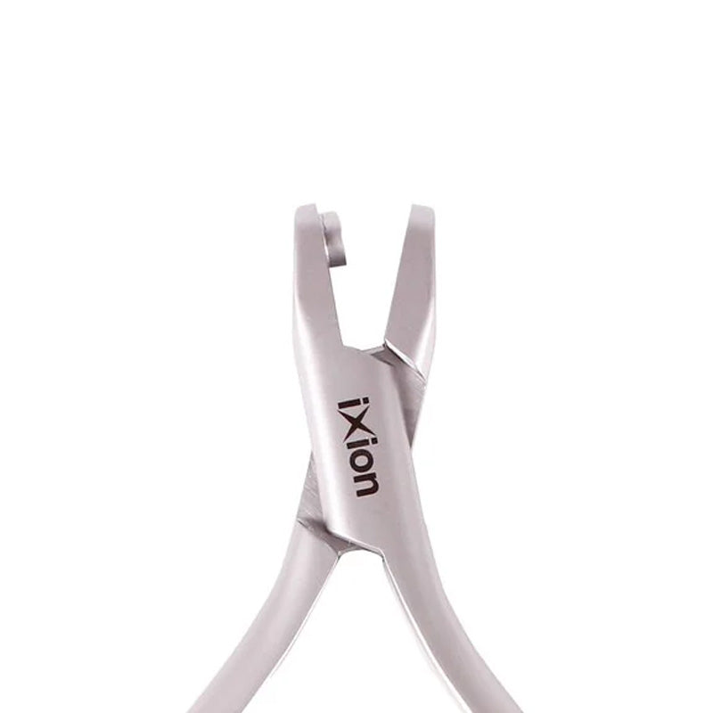 DB Orthodontics Ixion Aligner Pliers with hole punch feature, stainless steel orthodontic tool for precise aligner adjustments.