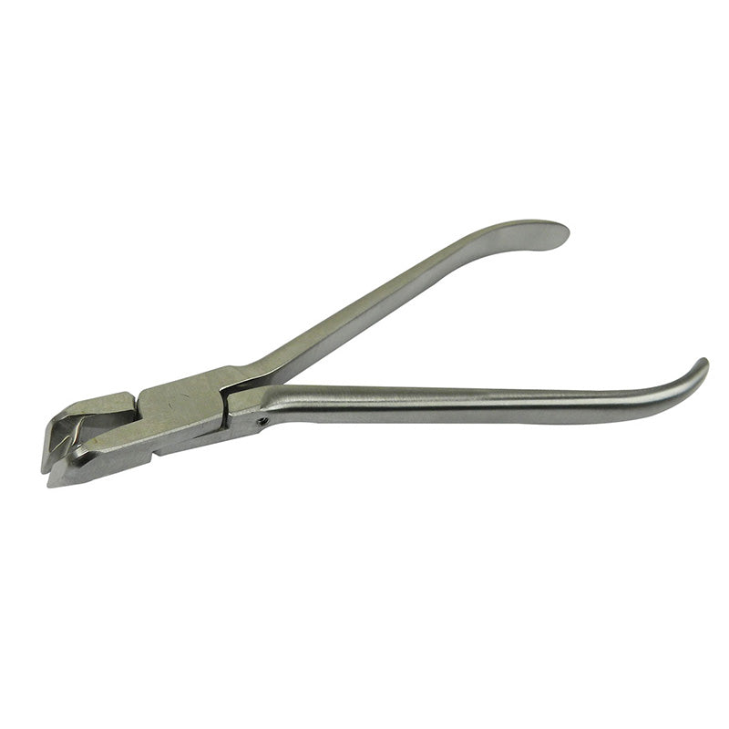 Dentaurum Orthodontics Distal End Cutter Mini with long handle, precision dental cutter for orthodontic work, shown with blades and handle.