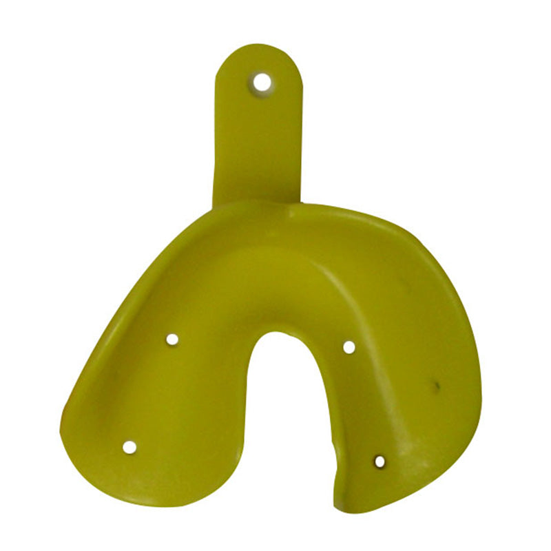 Yellow Dentaurum O-Tray disposable impression tray for upper dental impressions, part of Dentaurum orthodontic materials.