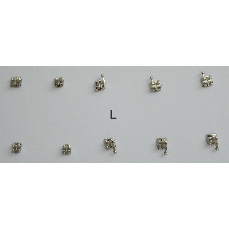 Set of 20 Dentaurum Discovery Smart Metal Brackets for orthodontic treatment, professional dental appliance by Dentaurum Orthodontics.