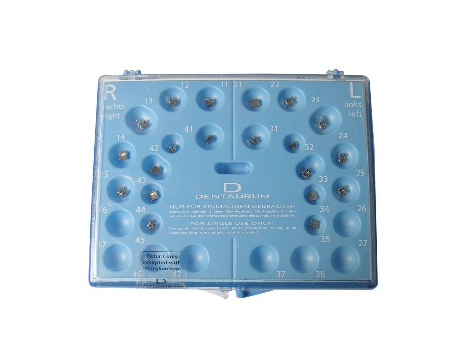 Dentaurum Equilibrium Brackets by Dentaurum Orthodontics, metal brackets for Roth and MBT systems, standard and mini sizes.