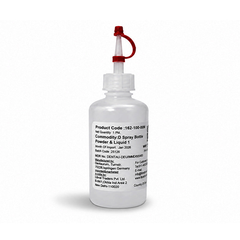 Dentaurum Orthodontics spray bottle containing powder and liquid for orthodontic acrylics, 100 ml.
