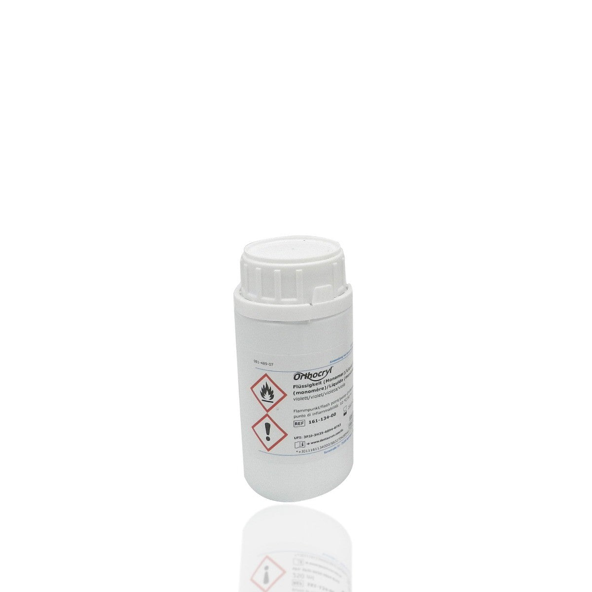 Red Dentaurum Orthocryl Colour Concentrate for orthodontic acrylics, 100 ml, used in dental and orthodontic appliance fabrication.