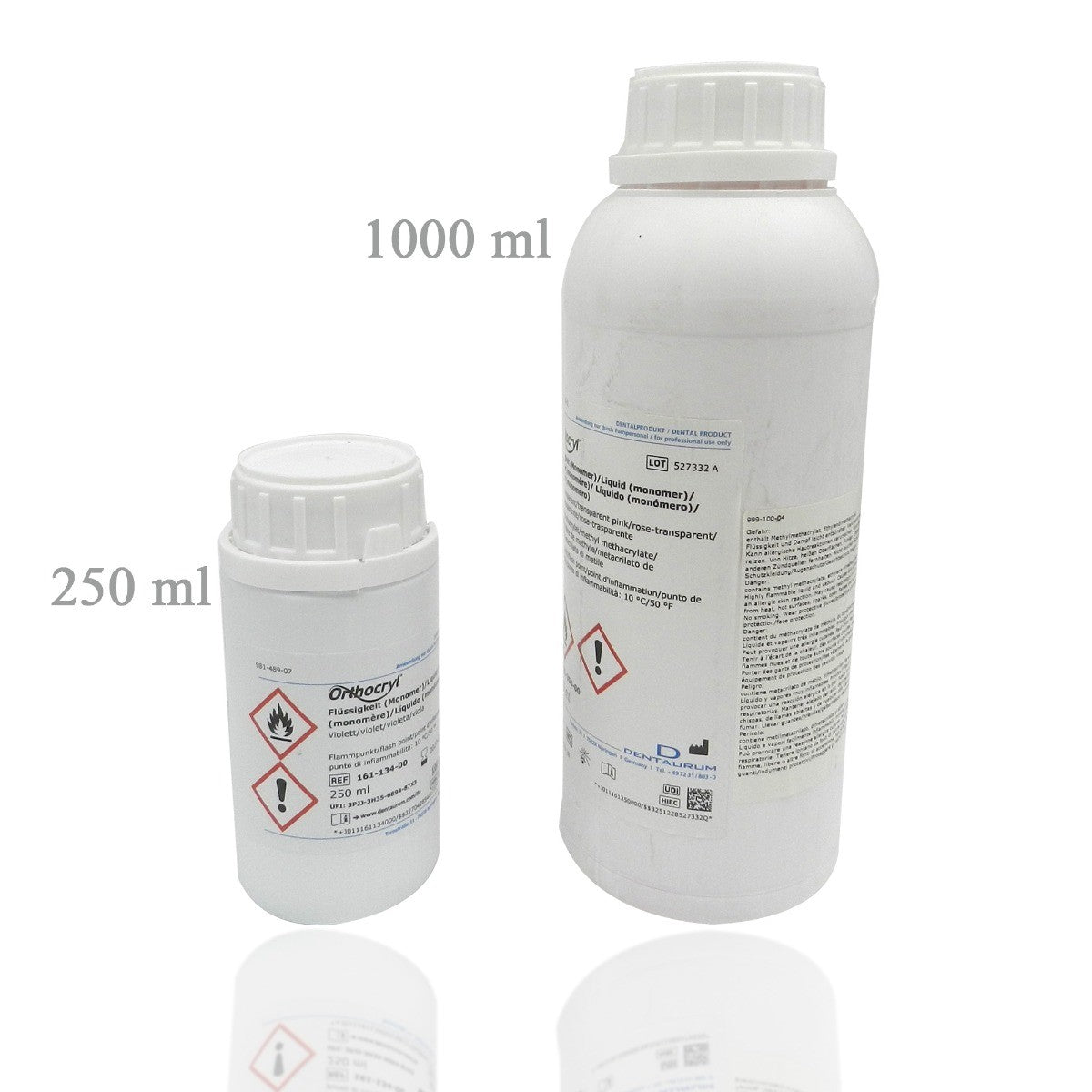 Dentaurum Orthocryl Liquid Monomer for orthodontic acrylics, turquoise 250 ml bottle, used in dental and orthodontic applications.