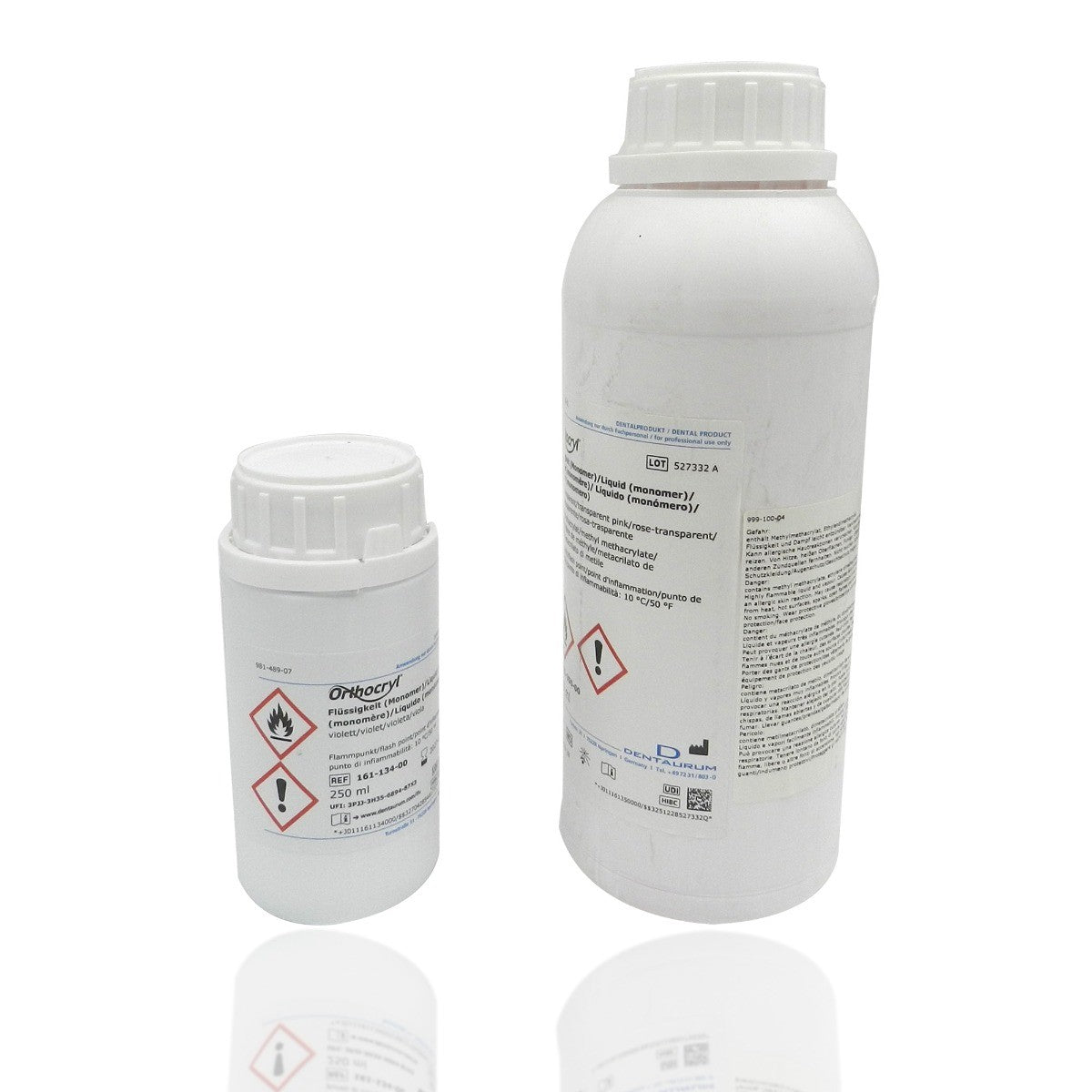 Dentaurum Orthocryl Liquid Monomer for orthodontic acrylics, turquoise 250ml bottle, used in dental and orthodontic applications.