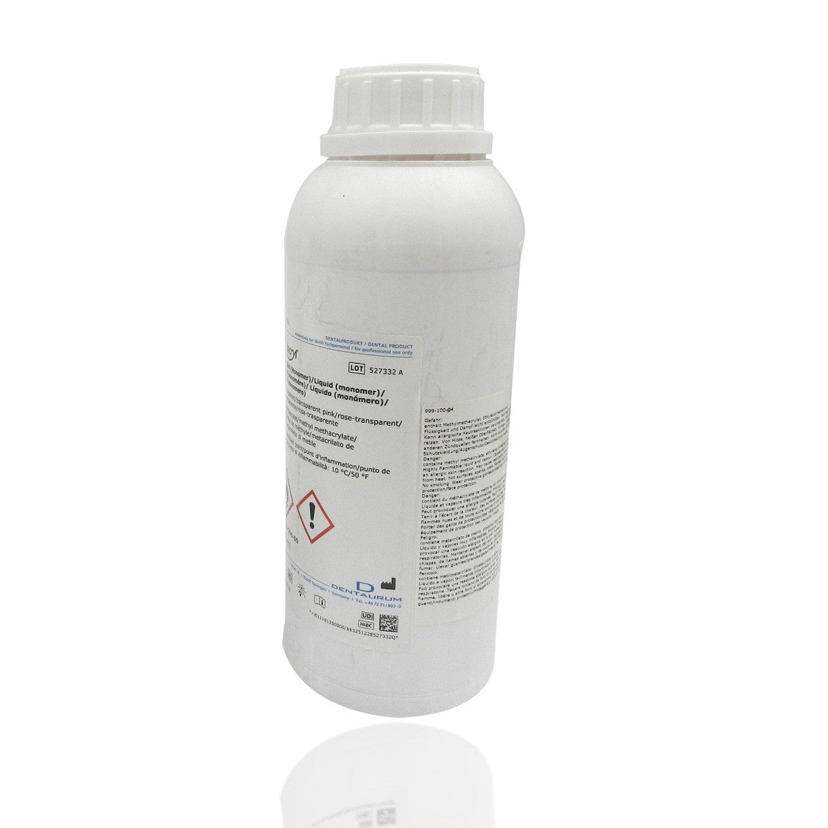 Dentaurum Orthocryl Liquid Monomer for orthodontic acrylics, turquoise 250ml bottle used in dental orthodontic applications