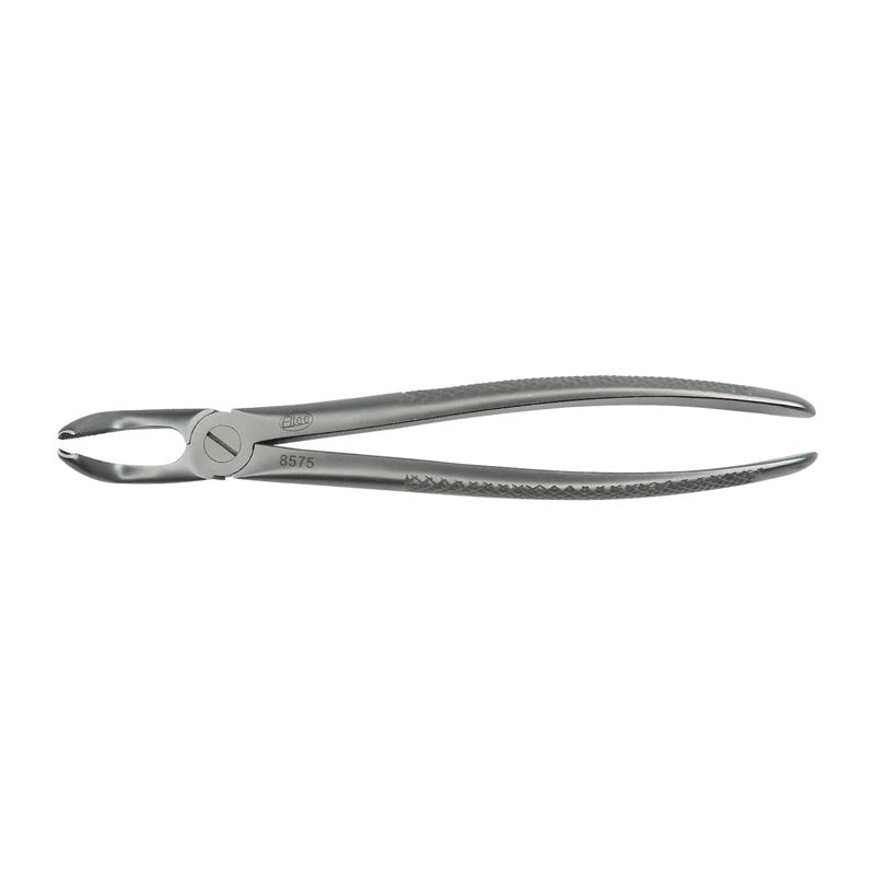 Eltee adult lower wisdom extraction forceps showing stainless steel design and ergonomic handle for dental procedures.