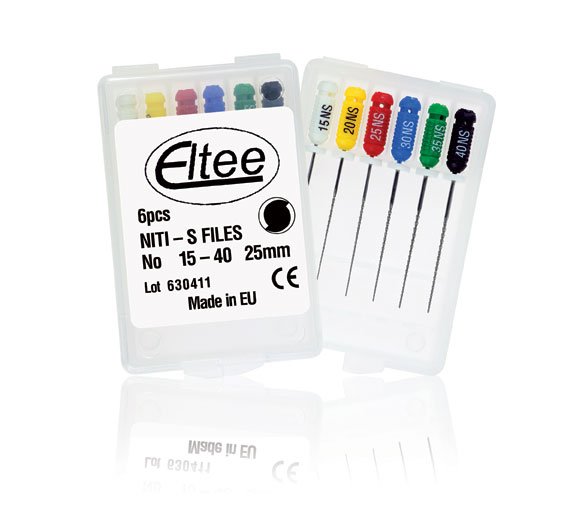 Set of six Eltee stainless steel S Files in assorted sizes, 21mm to 40mm, for precise nail and craft filing.