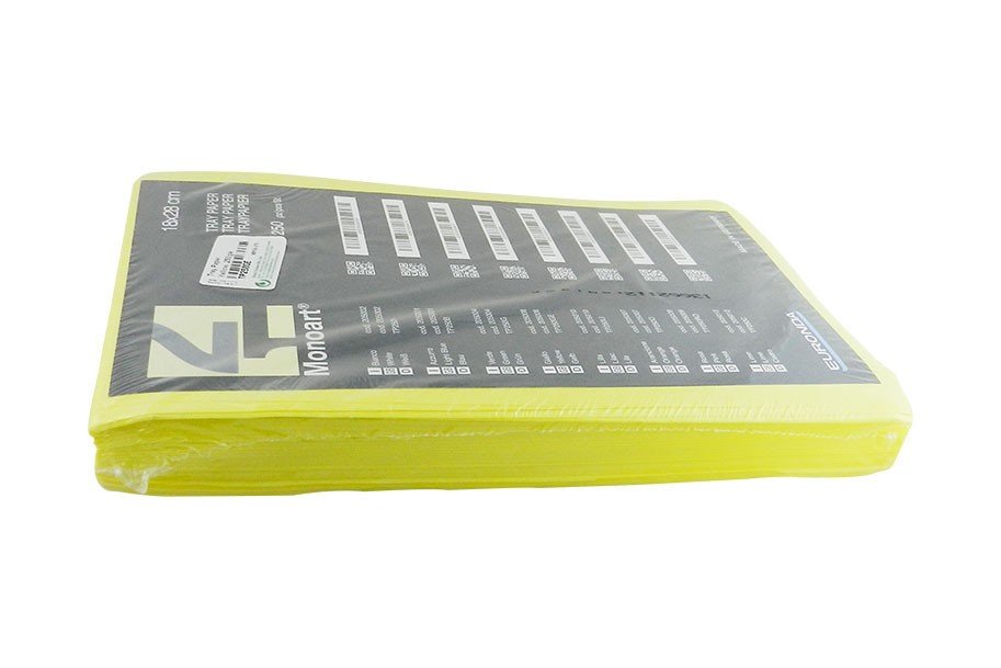 Euronda Monoart Tray Paper in lilac, disposable tray cover and paper for dental or medical use, sterile and hygienic.