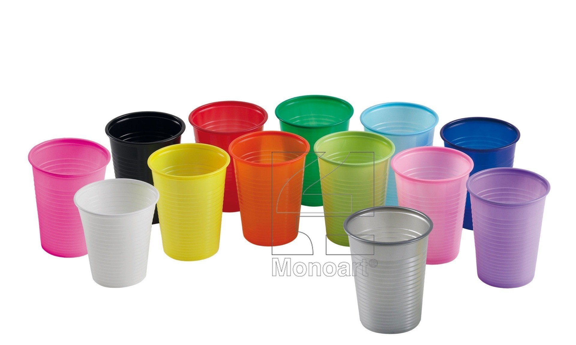 Blue Euronda Monoart plastic cups by Euronda S.P.A, suitable for dental or medical use, shown in the image.