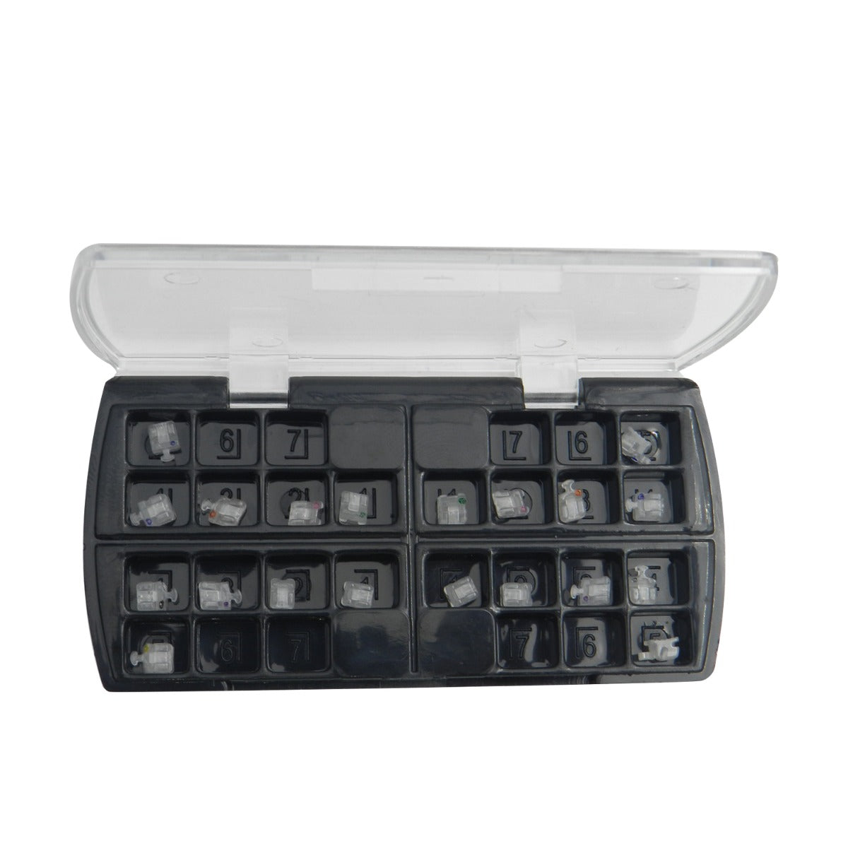 Fox Passive (SLB) Ceramic MBT 022 self-ligating brackets kit with clear ceramic brackets for orthodontic treatment.
