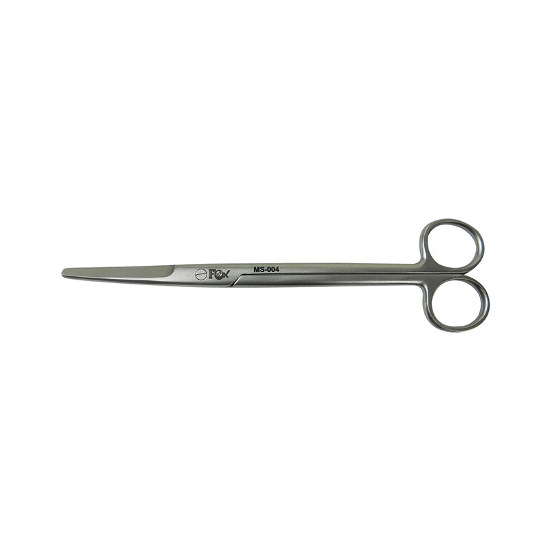 Curved Fox Mayo surgical scissors 20 cm (8 inches) with stainless steel blades, used for precise cutting in medical procedures.