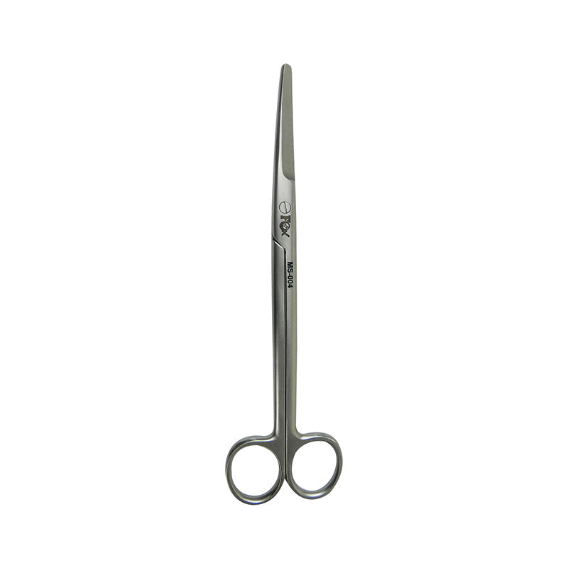 Curved Fox Mayo surgical scissors, 20 cm (8 inches), with stainless steel blades for precise surgical cutting.