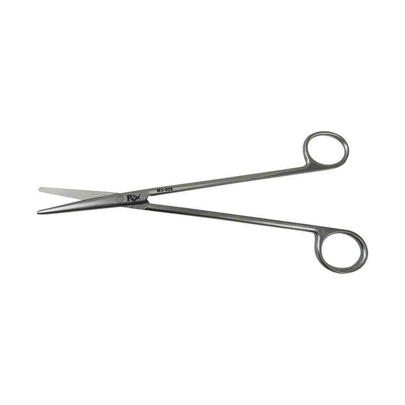 Fox Surgical Metzenbaum scissors, straight B/B, 20 cm (8 inch), surgical scissors shown with stainless steel blades and ergonomic handles.