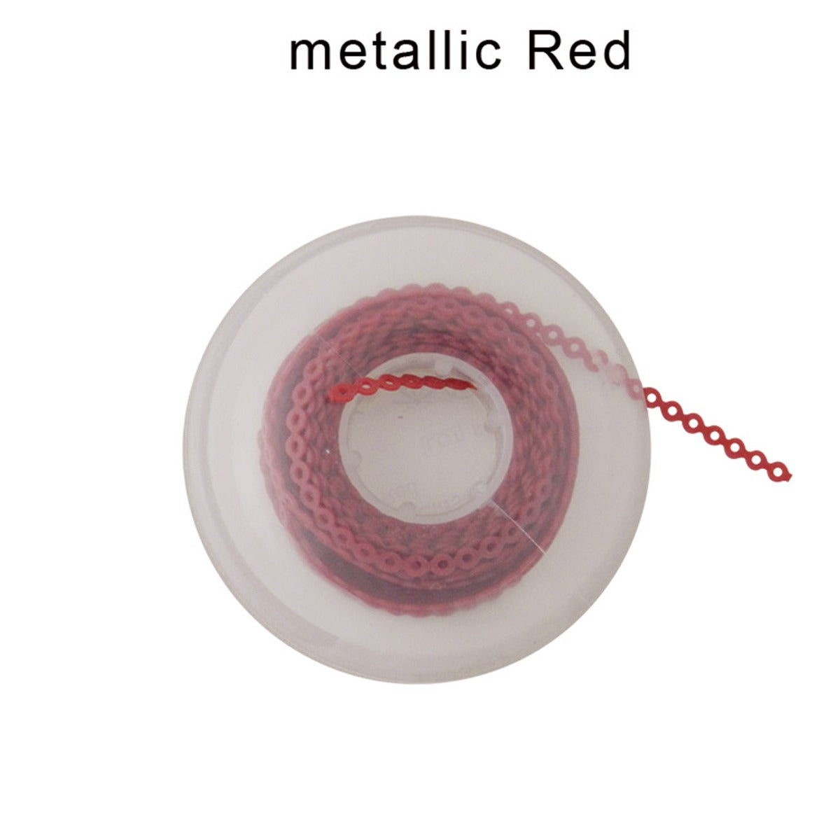G&H Ortho elastic E-Chain, 15 ft. coiled for orthodontic appliance management, made of durable elastic material.