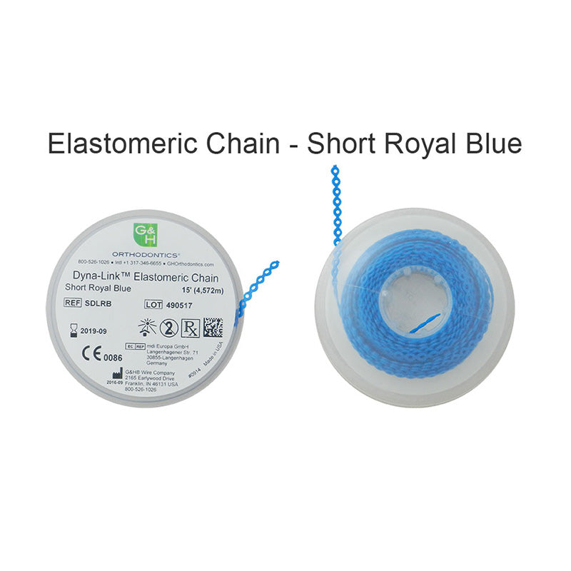G&H Ortho E-Chain Elastic Chain, 15 ft length, flexible orthodontic elastic chain for dental braces and appliances.
