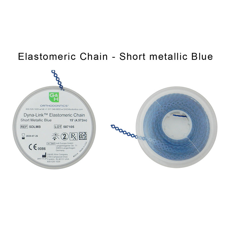 G&H Ortho elastic E-chain, 15 ft, flexible orthodontic chain with interconnected links for dental braces and orthodontic treatment