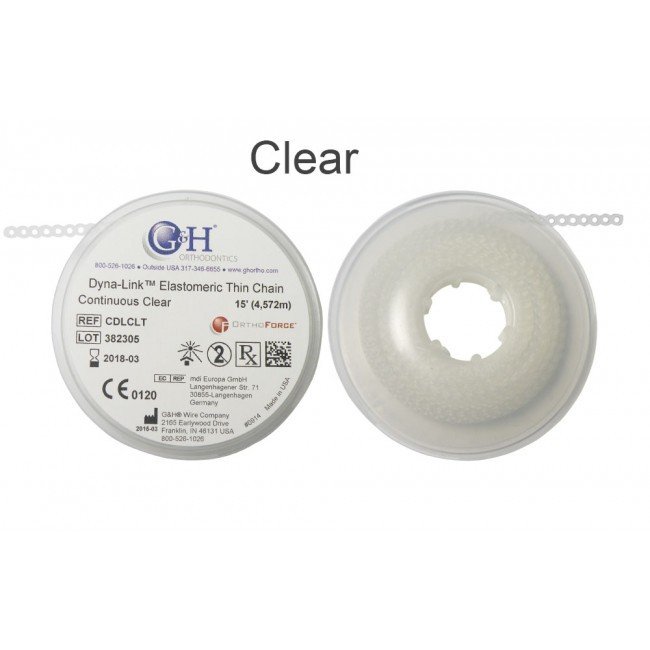 G&H Ortho Slim E-Chain in silver, 15 ft length, flexible and durable medical-grade E-Chain for orthopedic use.