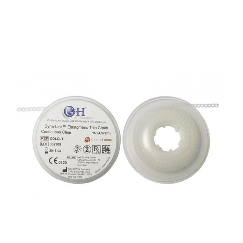 G&H Ortho Slim E-Chain 15 ft in silver, flexible orthopedic electrical wire chain for durable medical or dental use