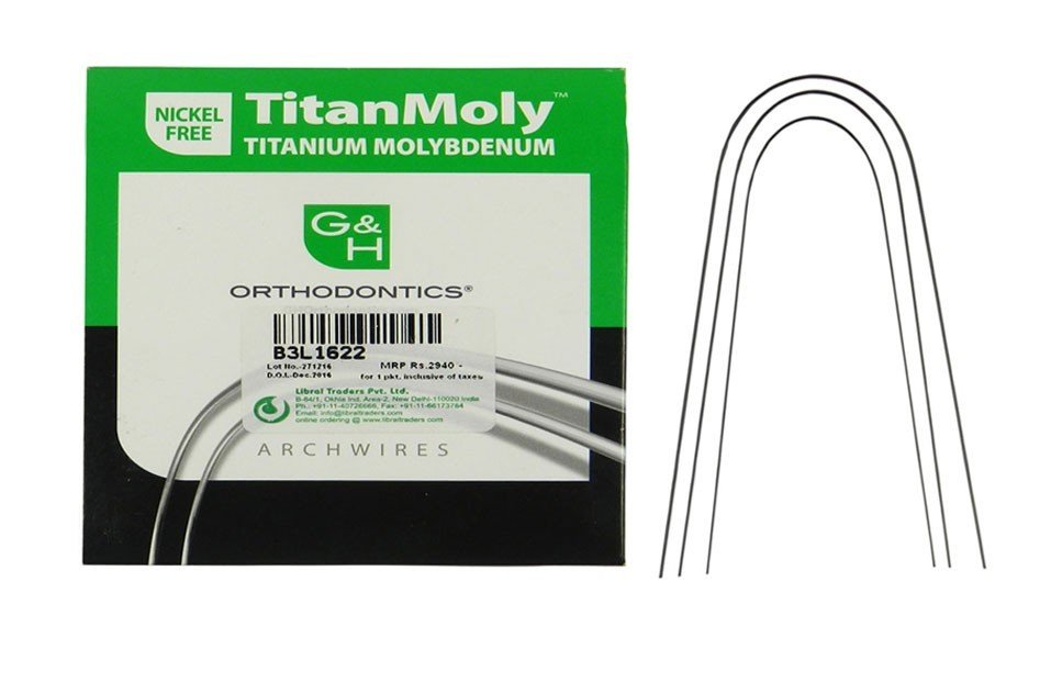 G&H Ortho lingual wire made of beta titanium and molybdenum, size 016, designed for orthodontic lingual braces.