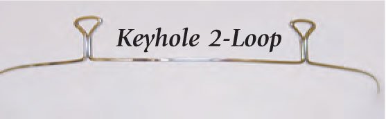 G&H Ortho stainless steel keyhole loop wires for orthodontic treatment, shown in a close-up image of the lower arch.