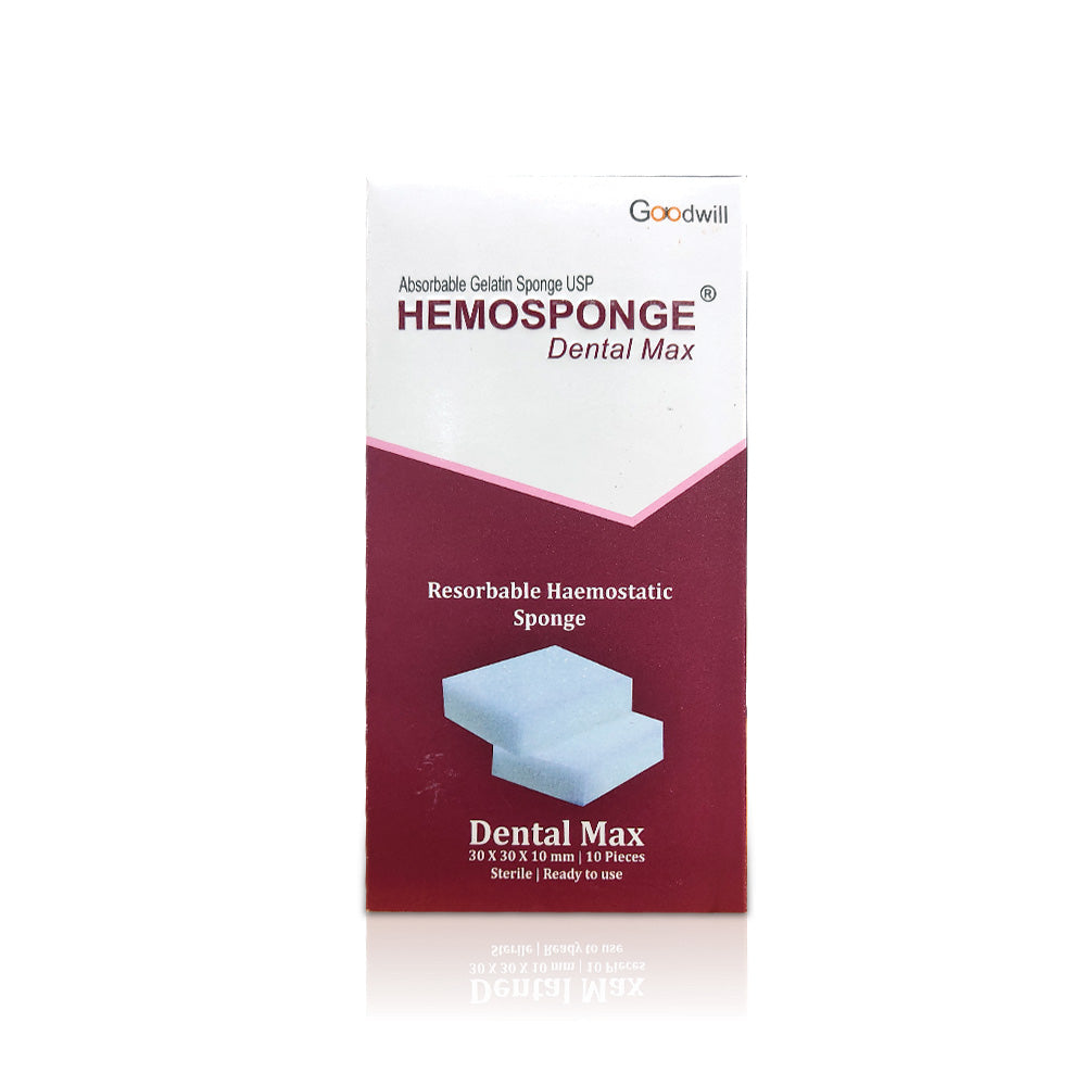 Goodwill Dental Max Hemosponge membrane plug, 30x30x10 mm, soft hemostatic sponge for dental procedures.