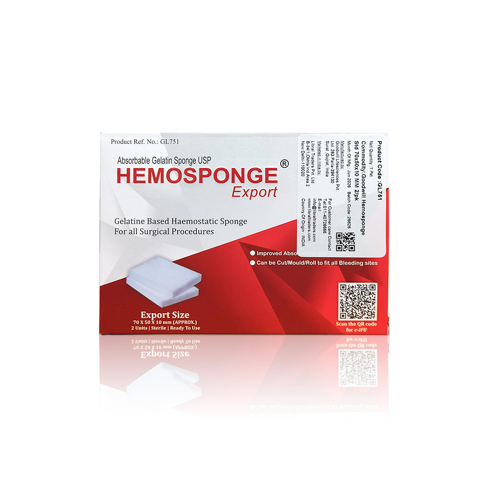 Goodwill Hemosponge standard membrane or plug, 70x50x10 mm, flexible rubber component for sealing or insulation applications.