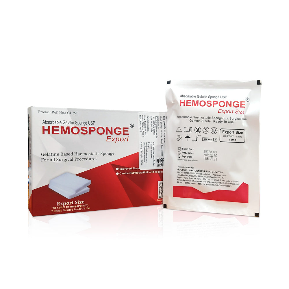 Goodwill Hemosponge membrane plug, standard 70x50x10 mm, used as a sealing or insulating component in technical applications