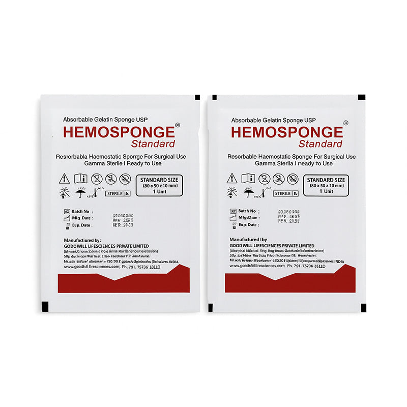 Goodwill Hemosponge membrane plug in 80x50x10 mm, a flexible sealing component with a membrane and plug design.