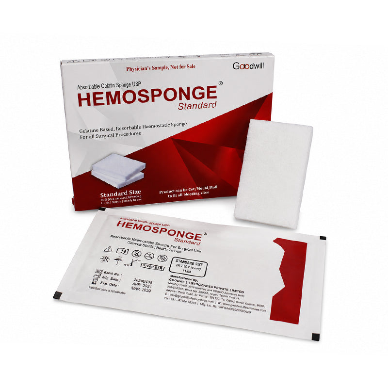 Goodwill Hemosponge membrane plug, 80x50x10 mm, used for sealing and insulation applications in industrial settings