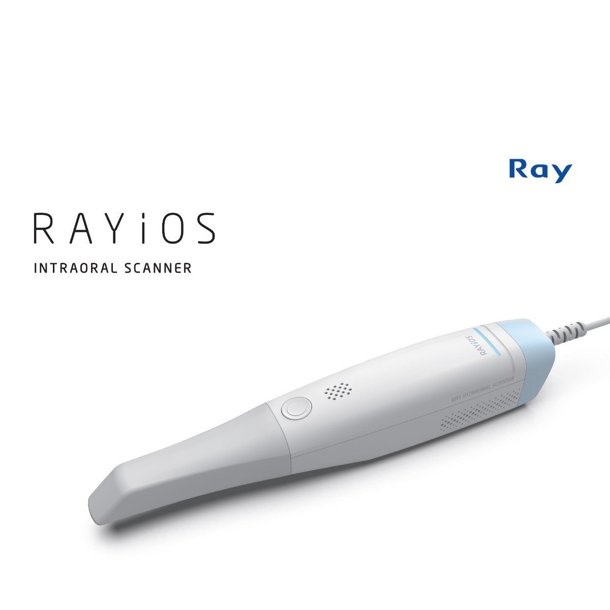 Graphy RAYiOS intraoral scanner showing handheld device with digital screen for dental imaging and oral scan capture.