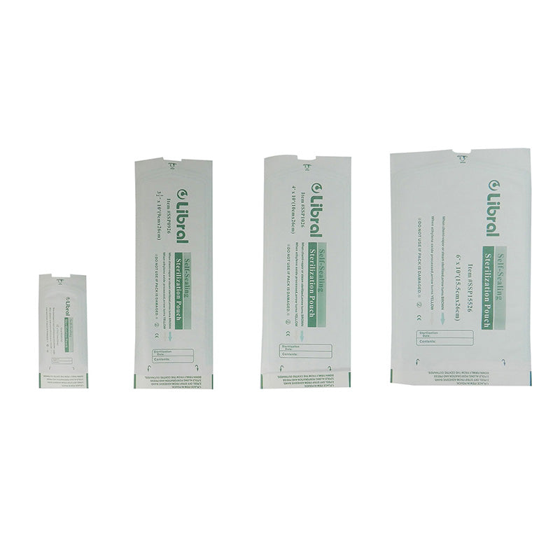 Libral® self-sealing pouches in a pack of 200, shown in a roll and pouch format, ideal for secure packaging and storage.