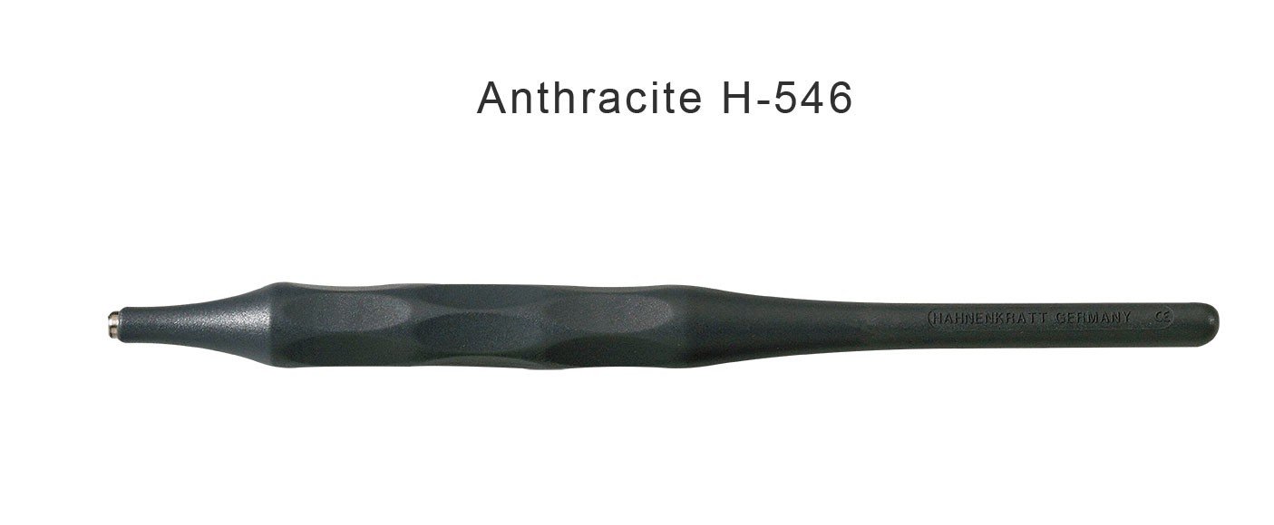 Hahnenkratt ERGOform handles for mouth mirrors, diagnostic dental tools in anthracite color, designed for ergonomic grip and precision