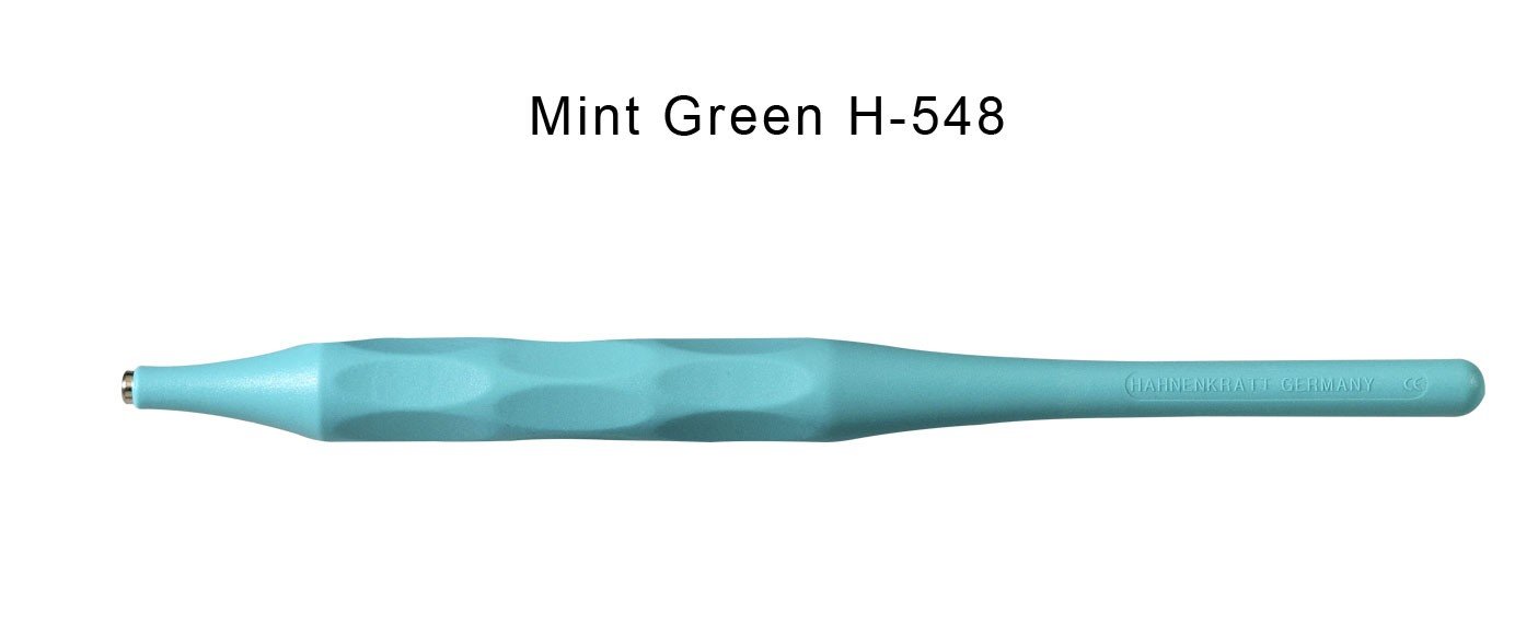 Hahnenkratt ERGOform handles for mouth mirrors used in dental diagnostics, featuring ergonomic design in anthracite.