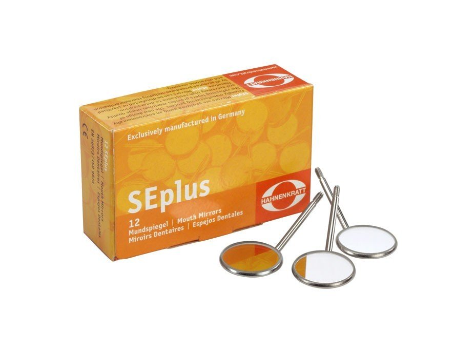 Hahnenkratt SE Plus Mouth Mirror for dental diagnostics, stainless steel, 22mm plane mirror, Hahnenkratt brand.