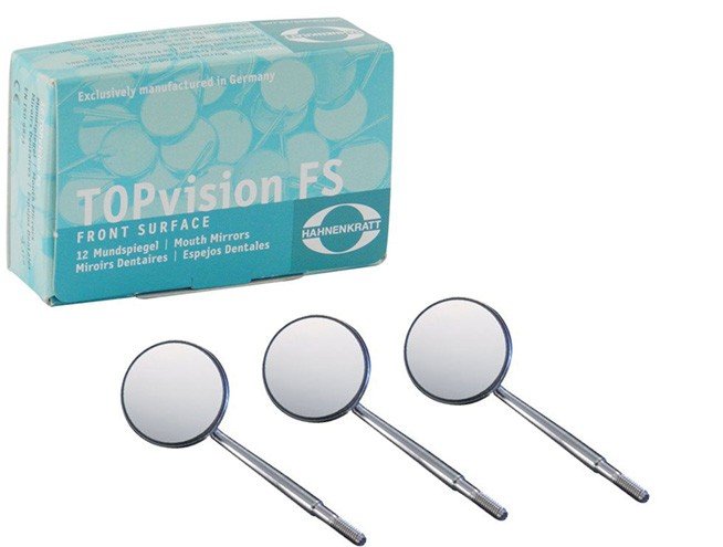 Hahnenkratt TOPvision FS Mouth Mirror for dental diagnostics, 24mm, with no. 5 size, used for oral examination and dental procedures.