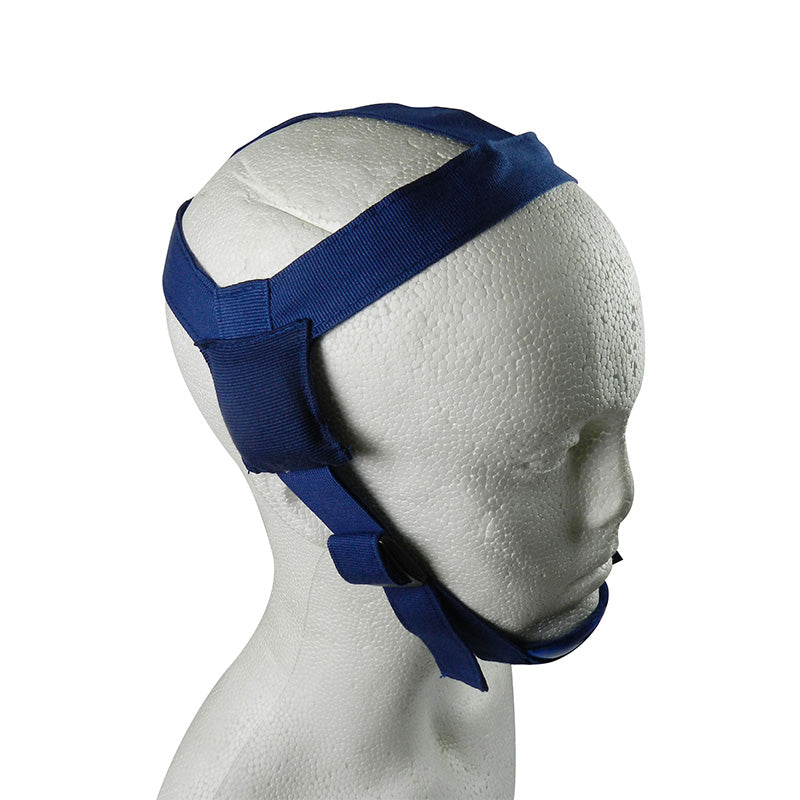 Captain Orthodontics headgear with chin cap, featuring adjustable straps and padded comfort for orthodontic treatment.