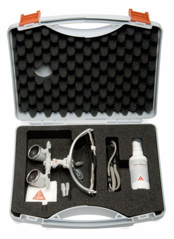 Heine Binocular Loupes S-Frame with 2.5x magnification and 420mm focal length, featuring i-Veiw for detailed visual enhancement.