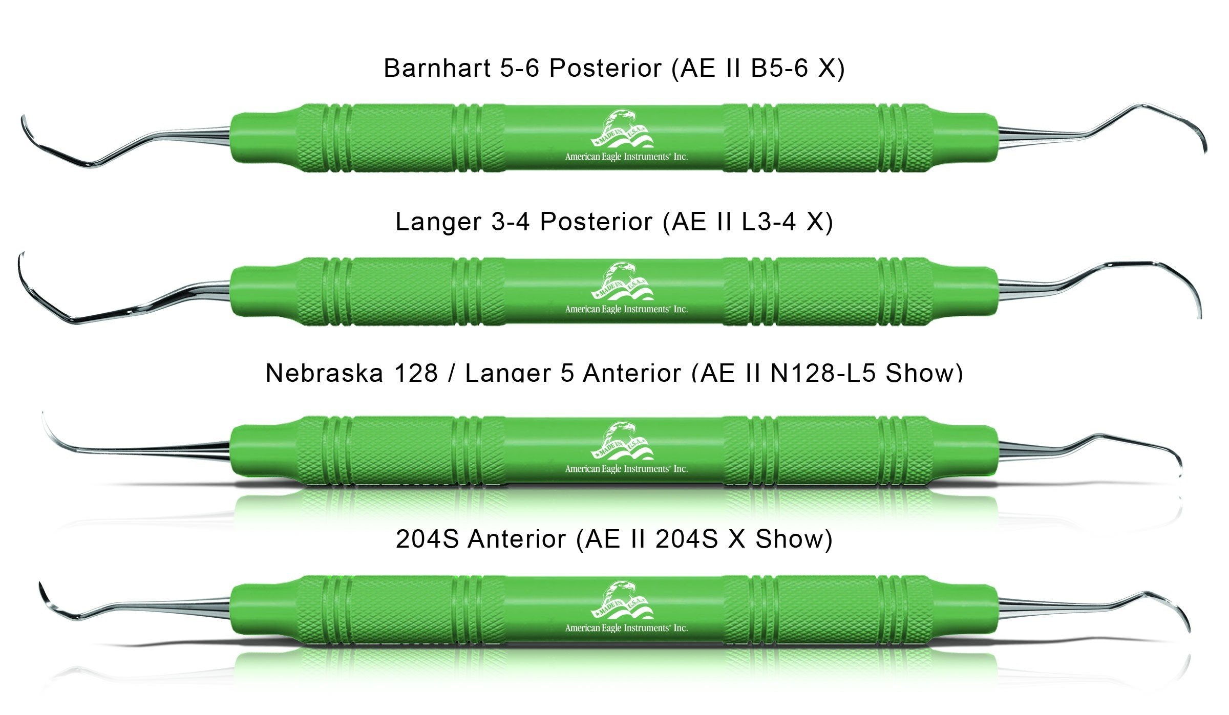 American Eagle Implant Instruments with Green Resin Handle