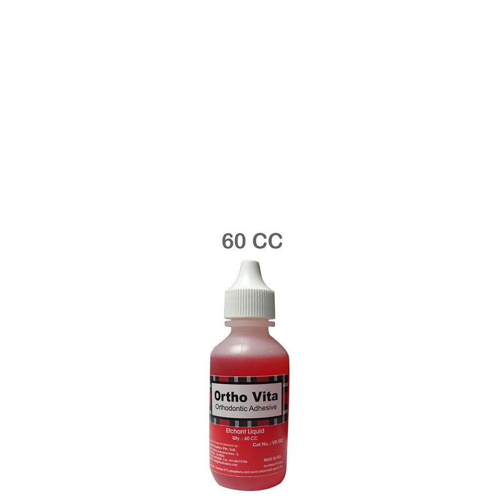 Jaipur Orthodontics Jaipur Ortho Vita Red Gel Etchant 60cc bottle, dental orthodontic etchant with red gel consistency.