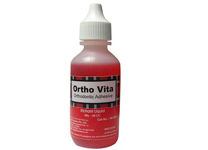 Jaipur Orthodontics Jaipur Ortho Vita Red Gel Etchant 60cc bottle, dental orthodontic etchant with red gel consistency.