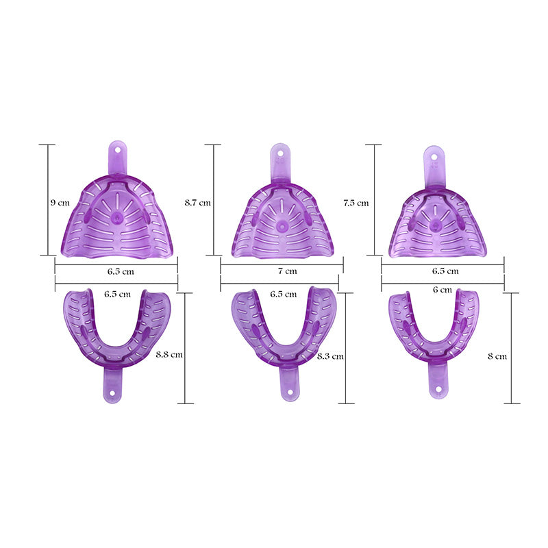 LD NOVA Edentulous Impression Trays from LD Dental Disposables, showing purple edentulous impression trays for dental impressions.