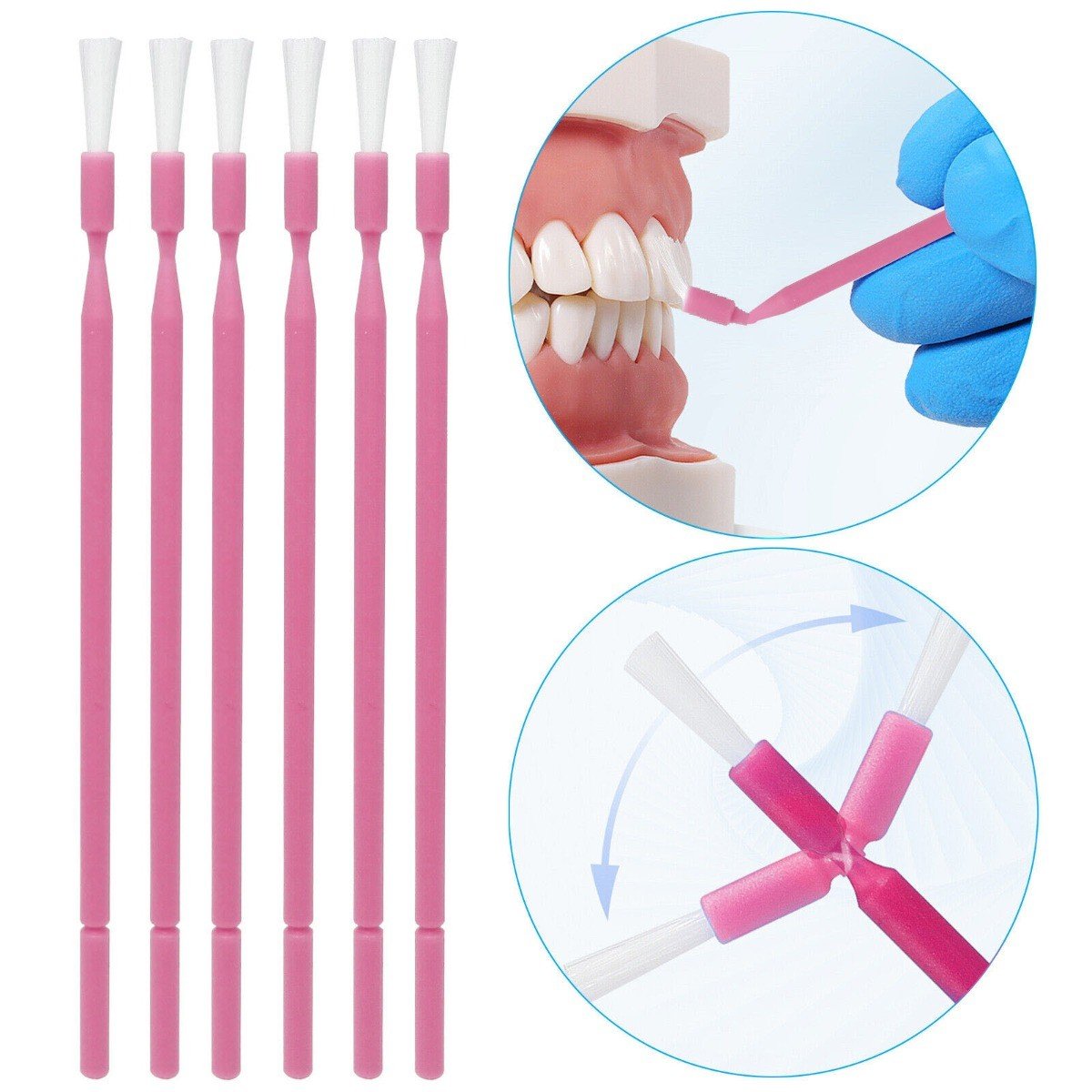 Set of 100 LD Gingival Brushes, dental accessories from LD Dental Disposables, used for gum cleaning and oral hygiene.