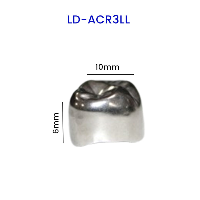 LD Stainless Steel Adult Permanent Crown for Pedo Crowns, upper right view, durable dental restoration for adults.