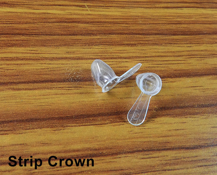 LD Pedo Strip Crown 2-pack for adults, dental disposable pedo crowns, upper right view, designed for dental restorative procedures