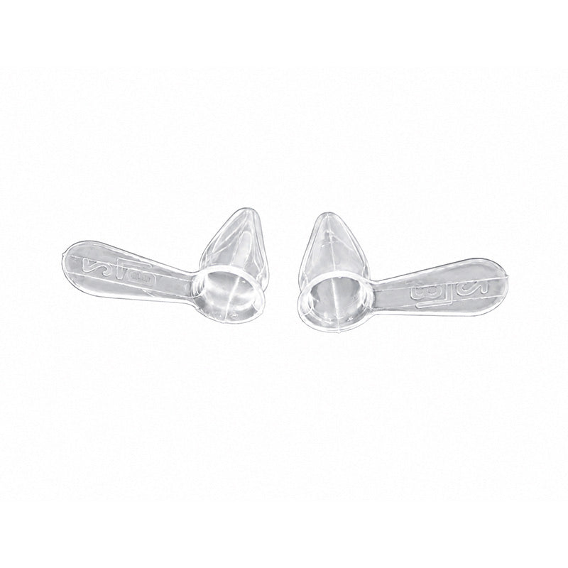 LD Dental Disposables Pedo Crown Strip Pack with two adult-sized pediatric crowns, shown on a dental model.